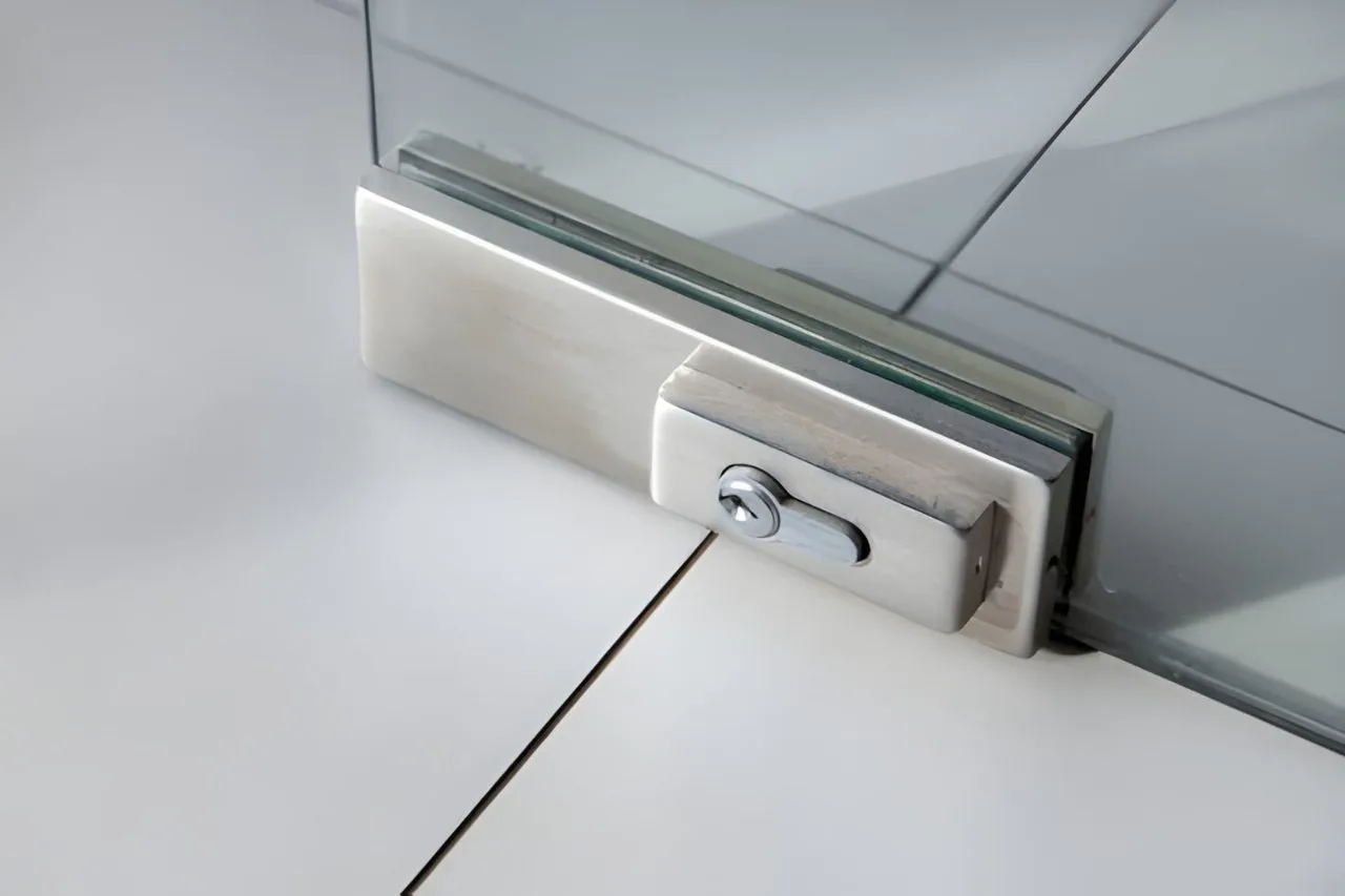 Glass office door lock installation